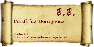 Belász Benignusz névjegykártya